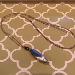 J Jill matte silver with hematite stone necklace